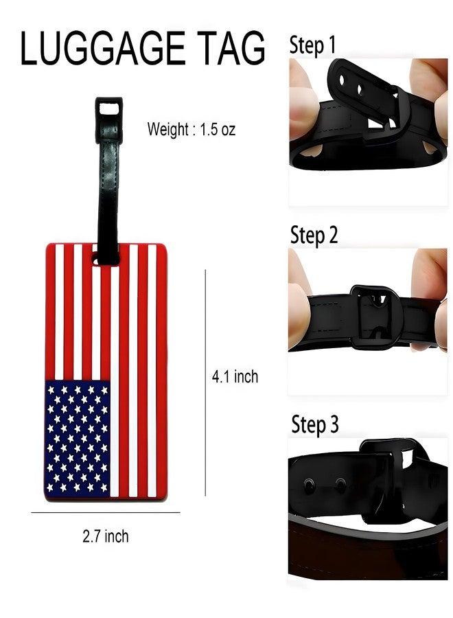 ANINIUCN American Flag Luggage Tag Travel Bag Identifier - Durable Silicone Suitcase Label with Privacy Card for Easy Identification - Image 2